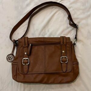 Brown Mini Messenger Bag with Buckle Accents Shoulder to Crossbody Convert